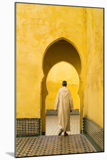 A Man Walks through a Doorway the Mausoleum Moulay Ismail in Meknes, Morocco., 2014 (Photo)-Ira Block-Mounted Giclee Print