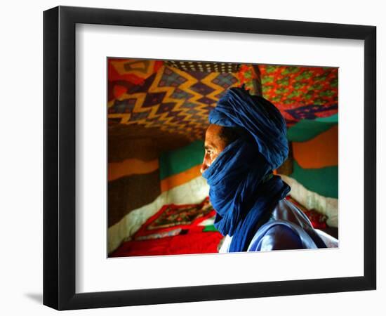 A Man, Wearing his Traditional Tuareg Turban, Stands in His Tent in Koygma-null-Framed Photographic Print