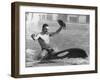 A Man with a Cowboy Hat Rides a Killer Whale-null-Framed Photographic Print