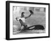 A Man with a Cowboy Hat Rides a Killer Whale-null-Framed Photographic Print