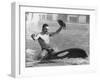 A Man with a Cowboy Hat Rides a Killer Whale-null-Framed Photographic Print