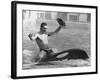 A Man with a Cowboy Hat Rides a Killer Whale-null-Framed Photographic Print