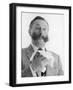 A Man with a Magnificent Moustache About to Sneeze into a Hanky-null-Framed Photographic Print