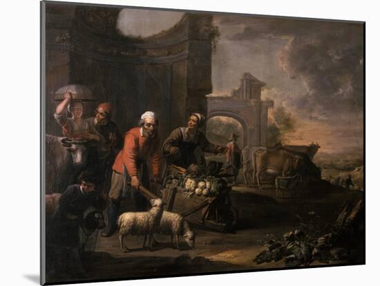 A Man with a Pushcart Full of Vegetables-Willem Van The Elder Herp-Mounted Giclee Print