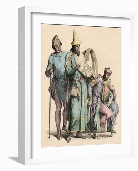 A Man with a Walking Stick, a Rich Jew and a Knight, 12Th Century - Man with Walking Stick, a Rich-null-Framed Giclee Print