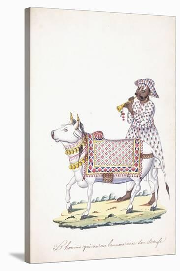 A Man with His Ox, C. 1825 (Pencil, Pen, Black Ink, W/C, on Whatman Paper)-null-Stretched Canvas