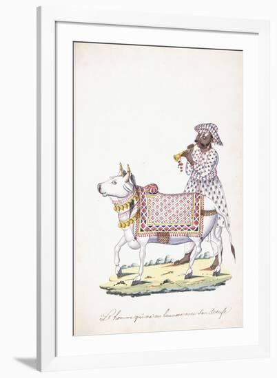 A Man with His Ox, C. 1825 (Pencil, Pen, Black Ink, W/C, on Whatman Paper)-null-Framed Giclee Print