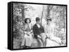 A Man with Two Women in Central Park-null-Framed Stretched Canvas
