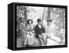 A Man with Two Women in Central Park-null-Framed Stretched Canvas