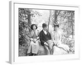 A Man with Two Women in Central Park-null-Framed Photographic Print