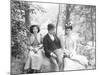 A Man with Two Women in Central Park-null-Mounted Photographic Print