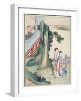 A Man Writing and his Family by the Side of a River-null-Framed Giclee Print