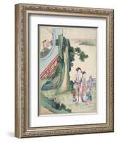 A Man Writing and his Family by the Side of a River-null-Framed Giclee Print