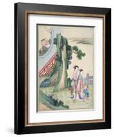 A Man Writing and his Family by the Side of a River-null-Framed Giclee Print