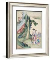 A Man Writing and his Family by the Side of a River-null-Framed Giclee Print