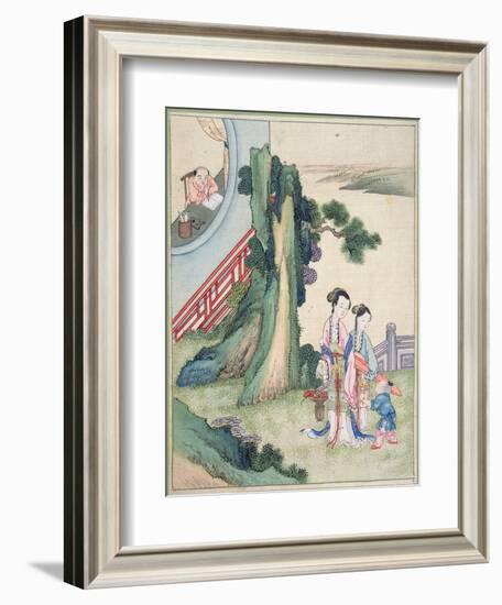 A Man Writing and his Family by the Side of a River-null-Framed Giclee Print