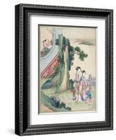 A Man Writing and his Family by the Side of a River-null-Framed Giclee Print