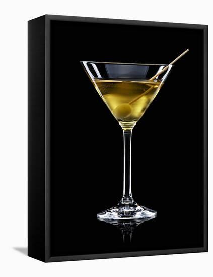 A Manhattan Dry with Olive-Walter Pfisterer-Framed Stretched Canvas