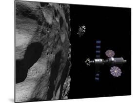 A Manned Maneuvering Vehicle Descends Toward the Surface of a Small Asteroid-Stocktrek Images-Mounted Photographic Print