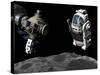 A Manned Maneuvering Vehicle Prepares to Descend to the Surface of a Small Asteroid-Stocktrek Images-Stretched Canvas