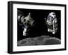 A Manned Maneuvering Vehicle Prepares to Descend to the Surface of a Small Asteroid-Stocktrek Images-Framed Premium Photographic Print