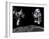 A Manned Maneuvering Vehicle Prepares to Descend to the Surface of a Small Asteroid-Stocktrek Images-Framed Photographic Print