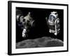 A Manned Maneuvering Vehicle Prepares to Descend to the Surface of a Small Asteroid-Stocktrek Images-Framed Photographic Print