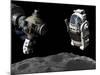 A Manned Maneuvering Vehicle Prepares to Descend to the Surface of a Small Asteroid-Stocktrek Images-Mounted Photographic Print