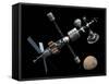 A Manned Mars Cycler Space Station Approaches the Planet Mars-Stocktrek Images-Framed Stretched Canvas