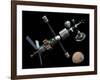 A Manned Mars Cycler Space Station Approaches the Planet Mars-Stocktrek Images-Framed Photographic Print