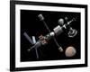 A Manned Mars Cycler Space Station Approaches the Planet Mars-Stocktrek Images-Framed Photographic Print