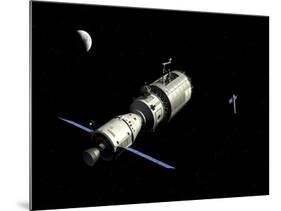 A Manned Orbital Maintenance Platform Approaches the Chandra X-Ray Observatory-Stocktrek Images-Mounted Art Print