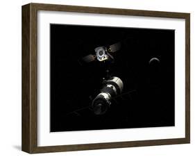A Manned Orbital Maintenance Platform Rendezvouses with Chandra X-Ray Observatory-Stocktrek Images-Framed Art Print