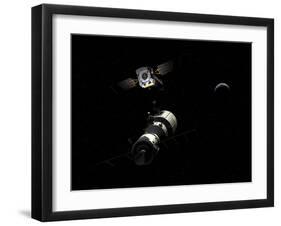 A Manned Orbital Maintenance Platform Rendezvouses with Chandra X-Ray Observatory-Stocktrek Images-Framed Art Print