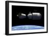 A Manned Reusable Crew Capsule Docks with an Orbital Maintenance Platform-Stocktrek Images-Framed Art Print