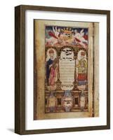 A Manuscript Page Depicting Moses and Aaron with an Imaginary Townscape of Jerusalem-null-Framed Giclee Print