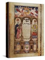 A Manuscript Page Depicting Moses and Aaron with an Imaginary Townscape of Jerusalem-null-Stretched Canvas