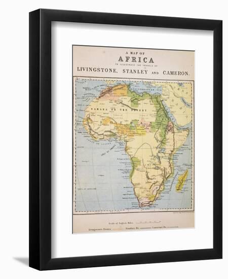 A Map of Africa to Illustrate the Travels of David Livingstone-null-Framed Premium Giclee Print