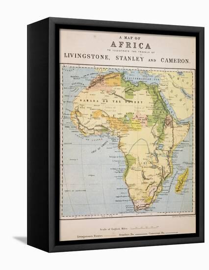 A Map of Africa to Illustrate the Travels of David Livingstone-null-Framed Stretched Canvas