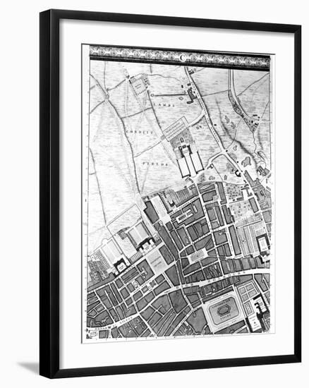 A Map of Bloomsbury and Holborn, London, 1746-John Rocque-Framed Giclee Print