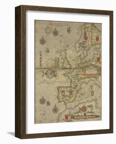 A Map Of Britain and Western Europe-null-Framed Giclee Print