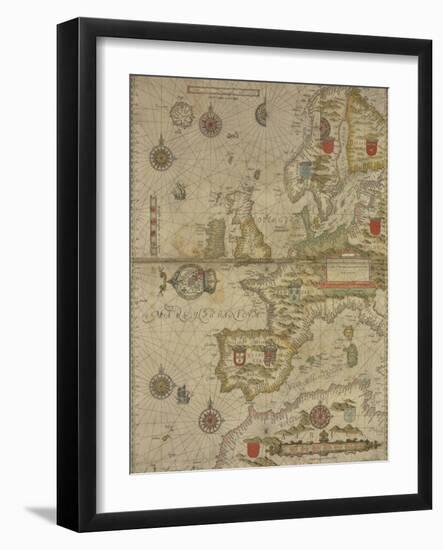 A Map Of Britain and Western Europe-null-Framed Giclee Print