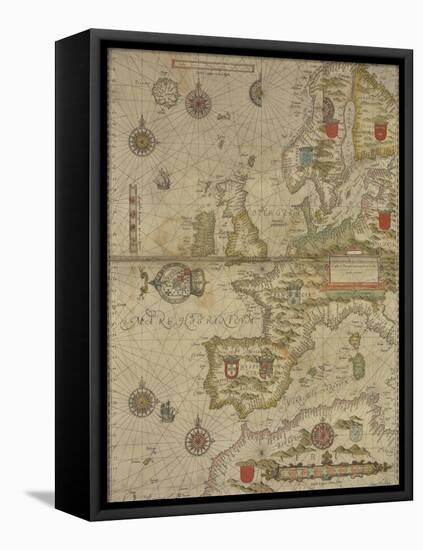 A Map Of Britain and Western Europe-null-Framed Stretched Canvas
