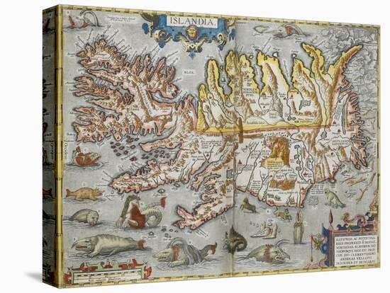 A Map Of Iceland-Abraham Ortelius-Stretched Canvas
