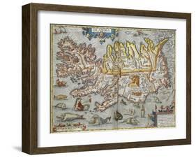 A Map Of Iceland-Abraham Ortelius-Framed Giclee Print