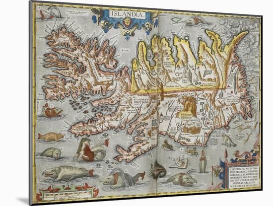 A Map Of Iceland-Abraham Ortelius-Mounted Giclee Print