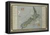 A Map of New Zealand Portraying Her Agricultural Products and Fisheries-null-Framed Stretched Canvas