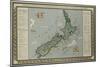 A Map of New Zealand Portraying Her Agricultural Products and Fisheries-null-Mounted Giclee Print