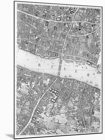 A Map of Old London Bridge, London, 1746-John Rocque-Mounted Giclee Print