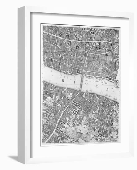 A Map of Old London Bridge, London, 1746-John Rocque-Framed Giclee Print